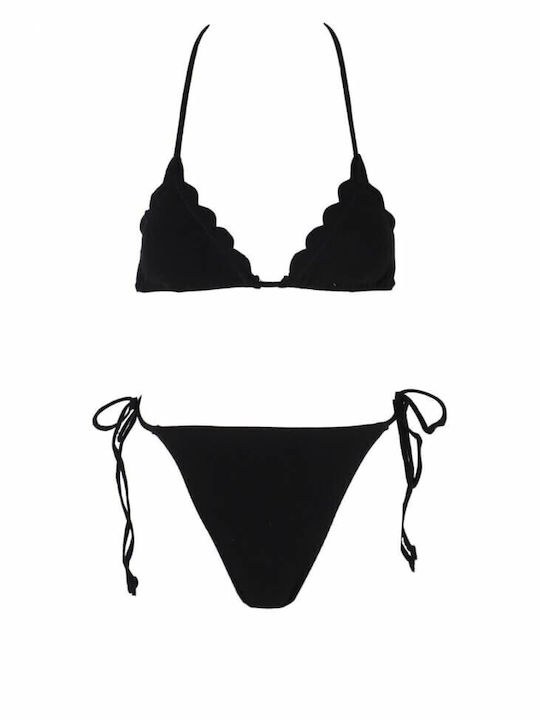 Gigi Bikinis Set Bikini Triunghi cu Umplutură Talie înaltă Negru