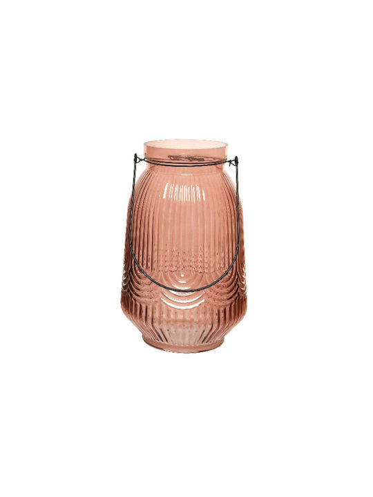 Kaemingk Glass Lantern Pink 16x16x24cm