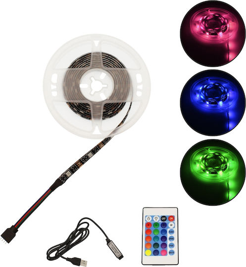 LED Strip USB 5V RGB Light 3m Type SMD5050 with Power Supply & Remote Control