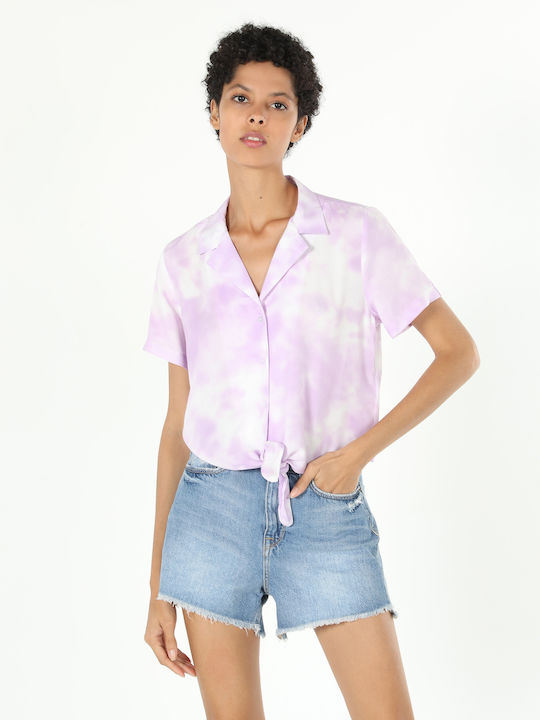 Kurzärmelig Damen Hemd Purple