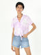 Kurzärmelig Damen Hemd Purple