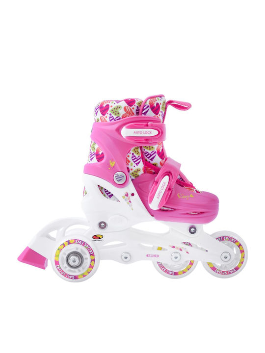 SMJ Sport 2in1 Inline Αυξομειούμενα Rollers Ροζ Παιδικά