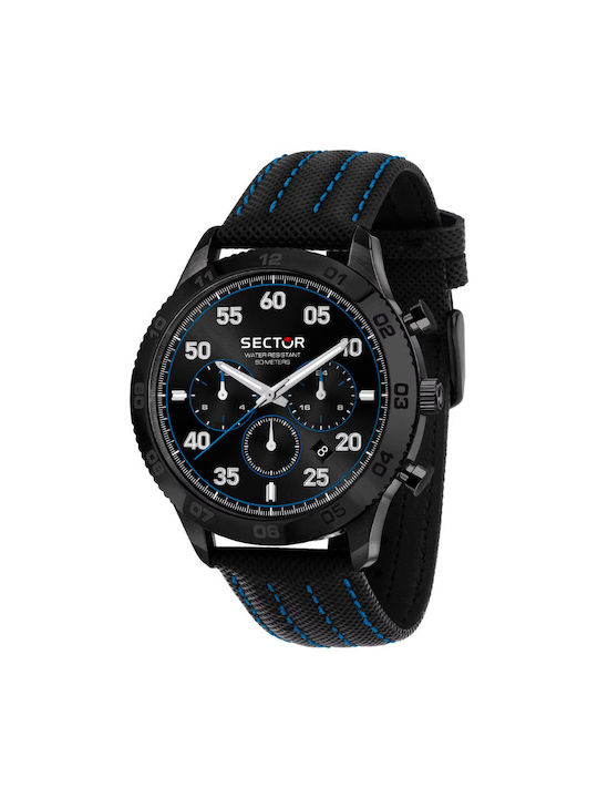 Sector Watch Chronograph Battery with Black Leather Strap