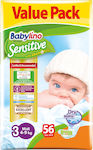 Babylino Tape Diapers Sensitive Cotton Soft Sensitive No. 3 for 4-9 kgkg 56pcs