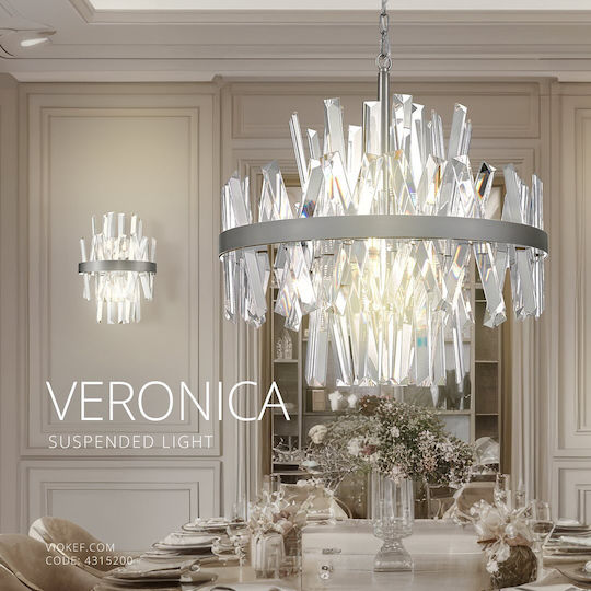 Viokef Veronica Pendant Light Silver Rail for 8 Bulbs G9 50x500x178cm