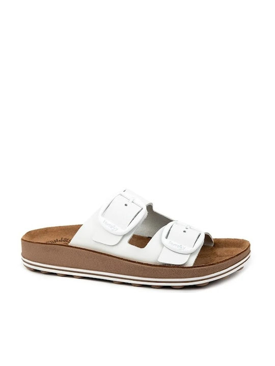 Fantasy Sandals Δερμάτινα Γυναικεία Σανδάλια Ανατομικά White