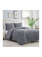 To megalo pazari Set Coverlet Queen Size Cotton Dark Grey 220x240cm 3pcs