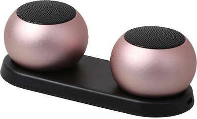Sonique Mini TWS Double Luxury Beat Ηχείο Bluetooth 3W με Διάρκεια Μπαταρίας έως 4 ώρες Ροζ Χρυσό