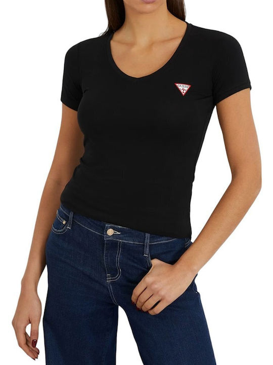 Guess Mini Triangle Γυναικείο T-shirt Μαυρο