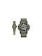 Jaga Digital Watch Chronograph Battery with Green Rubber Strap