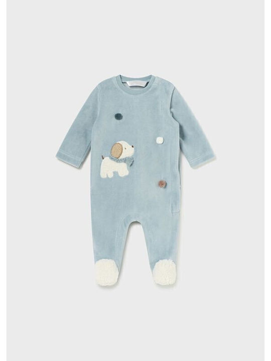Mayoral Babystrampler Langärmliges Samt Hellblau