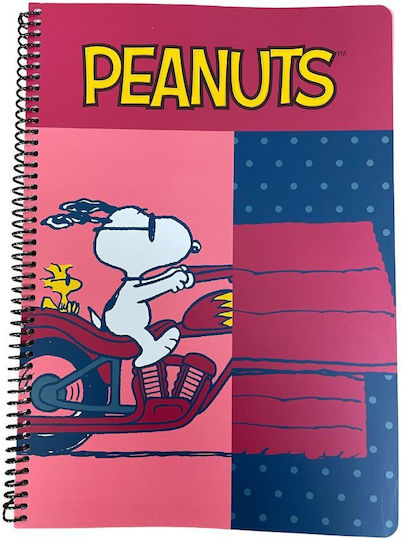 Caiet spiral Bmu Peanuts Snoopy A4 2-subiecte 70 foi Half + Bike 365-07440 Peanuts