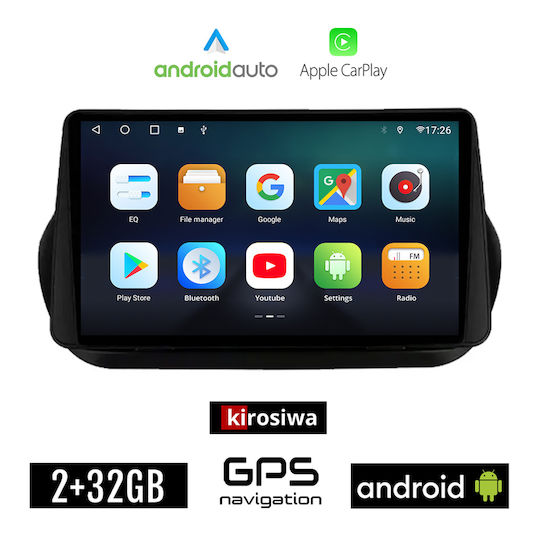 Kirosiwa Car Audio System for Peugeot Bipper 2008-2018 (Bluetooth/USB/AUX/WiFi/GPS/Apple-Carplay/Android-Auto) with Touch Screen 10"