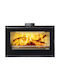 Salgueda Aero E860V-3MN Wood Cassette Fireplace Insert Air Duct Connection with Straight Window 18kW