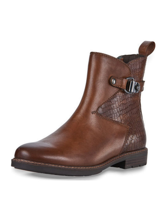 Leather Women's Ankle Boots Tabac Brown