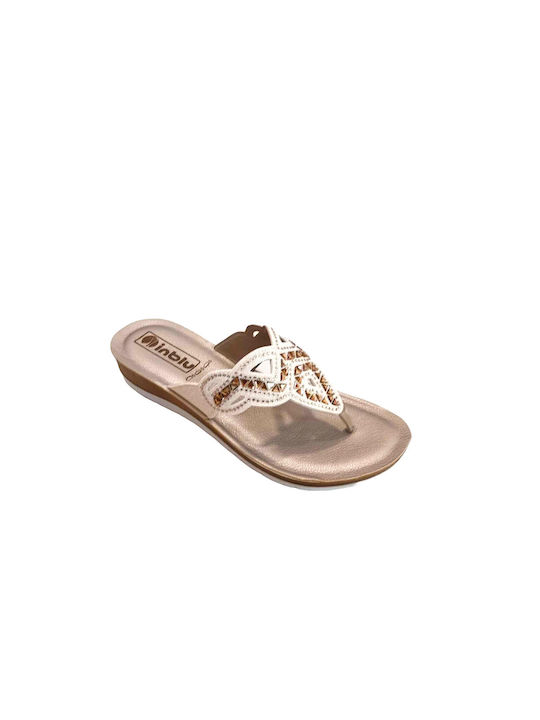 Inblu Women's Flat Sandals Anatomic in Gold Color