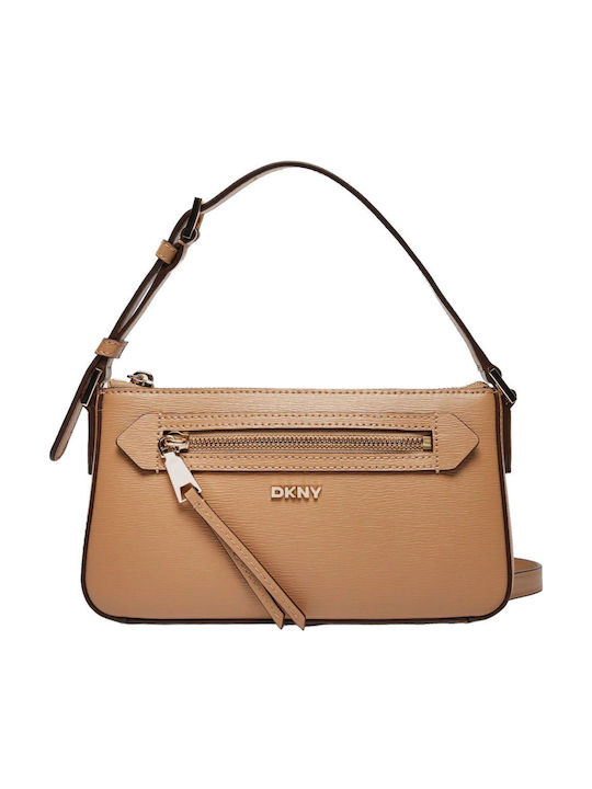 DKNY Bryant Δερμάτινη Γυναικεία Τσάντα Χειρός Μπεζ