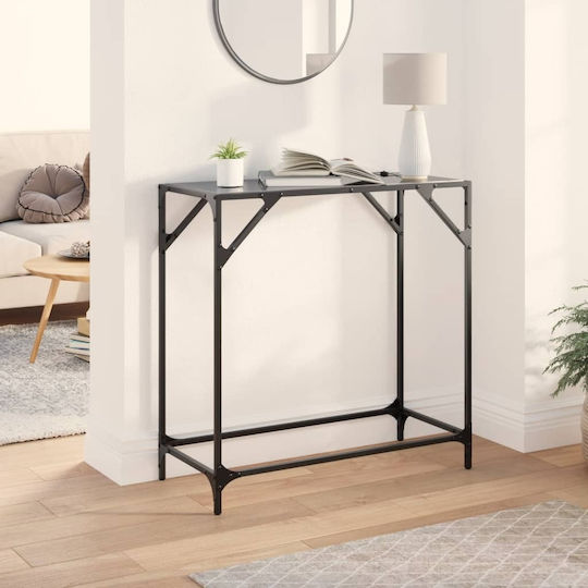 Console Table Metal with Glass Surface Black L80xW35xH81cm
