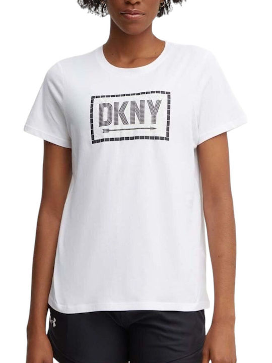 DKNY Bluza de Damă din Bumbac Mâneci scurte Albă