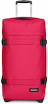 Eastpak Transit'r Medium Travel Suitcase Strawberry Pink with 4 Wheels Height 67cm.