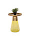 Rundes Beistelltisch Glas Grüner / Goldener M39,5xL39,5xH52cm