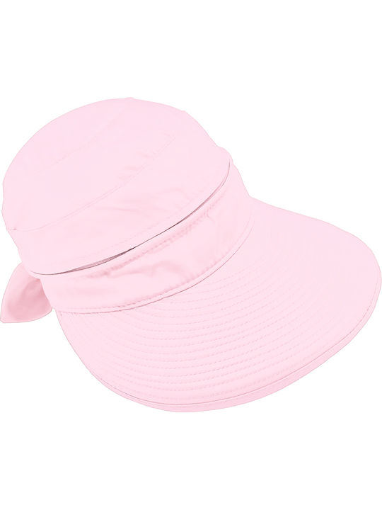 Women's Fabric Tennis Style Hat with Large Brim & Bow at the Back Pink