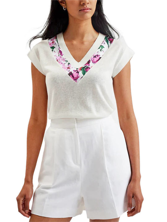 Ted Baker Women's Summer Blouse Short Sleeve Ivory