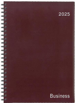 Next Diary 2025 Business Xxl Daily Spiral Bordeaux 24x34cm