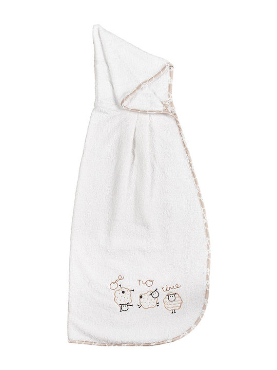 O Kosmos tou Morou Baby Bath Towel Hooded Sheep Ecru 85x95cm