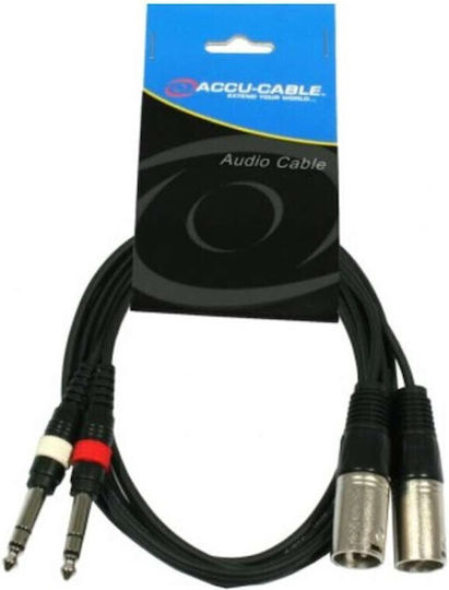 Accu-Cable Cable 2 x XLR male - 2 x RCA male Μαύρο 1.5m AC-2XM-2RM/1