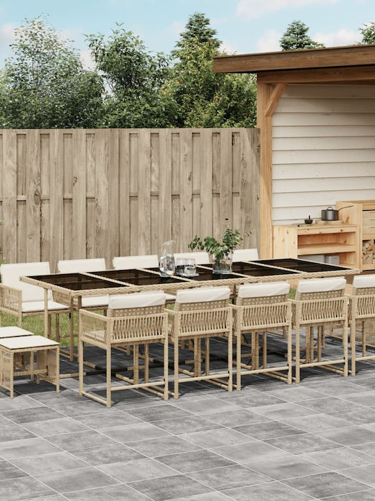 Garden & Outdoor Furniture Set 15 Pieces Beige ...