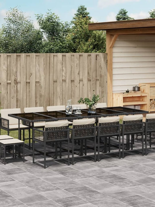 Garden & Outdoor Furniture Set 15 Pieces Black ...