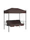 Garten & Veranda Schaukel mit Basis und Kissen 3 Sitze Metallisch Braun L190.5xB117.5xH213cm