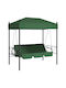 Leagăn cu bază și pernă 3 Locuri Metal Verde L190.5xL117.5xH213cm