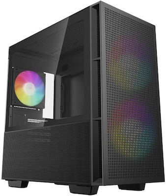 Deepcool Micro Tower Computer Case with Window Panel and RGB Lighting Black