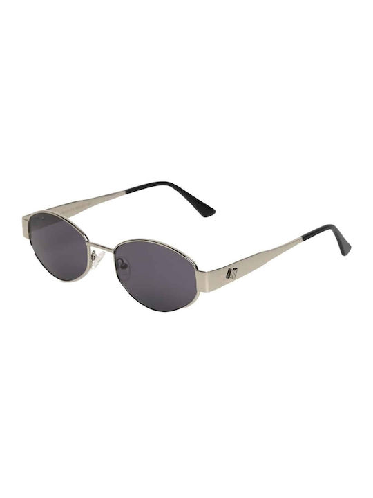 AV Sunglasses Gigi Women's Sunglasses with Silver Metal Frame and Black Lens