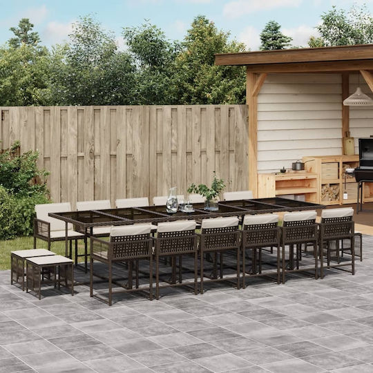Garten- und Outdoor-Möbelsets 17 Stück Braune mit Kissen