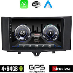 Kirosiwa Car-Audiosystem für Smart FürZwei 2010-2015 (Bluetooth/USB/WiFi/GPS/Apple-Carplay/Android-Auto) mit Touchscreen 9"