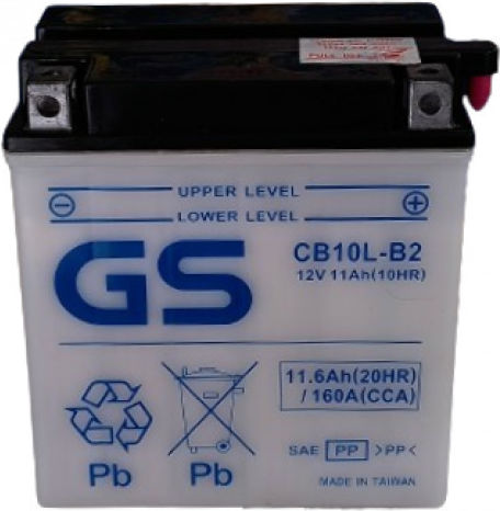 GS Open Type Motorcycle Battery YB10L-B2 with Capacity 11Ah