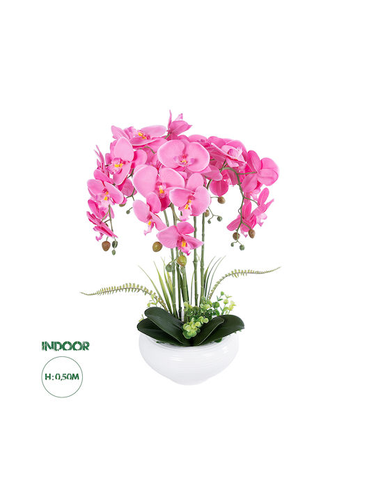 Globostar? Artificial Garden Pink Orchid 21124 Decorative Plant Pink Orchid H50cm