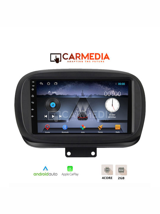 Carmedia Ηχοσύστημα Αυτοκινήτου για Fiat 500X 2014+ (Bluetooth/USB/WiFi/GPS/Apple-Carplay/Android-Auto) με Οθόνη Αφής 9"