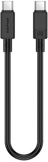 Awei Regular USB 2.0 Cablu USB-C bărbătesc - USB-C Negru 0.3m