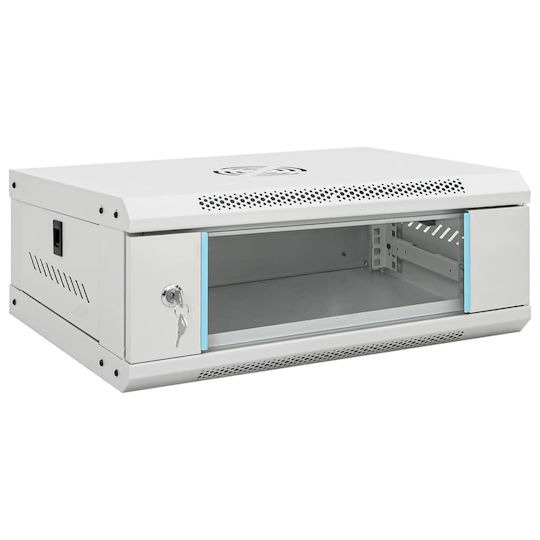 vidaXL Монтиран на стена Рак кабинет 4U 53x40x21см Сив 30257