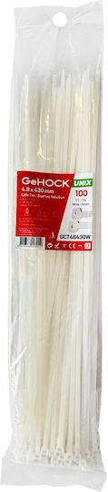 GeHock Δεματικά Καλωδίων Πλαστικά 430mmx4.8mm σε Λευκό χρώμα (100τμχ) (048430)