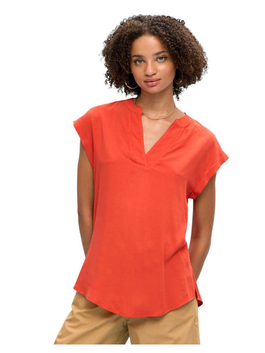 Passager Women's Blouse Short Sleeve with V Neck orange