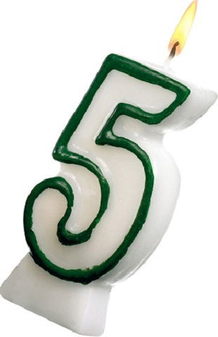 Susy Card Lumânare de Zi de Naștere Număr "5" Verde/Alb 015910