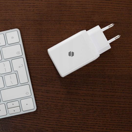 Spacecase Φορτιστής Χωρίς Καλώδιο GaN με 2 Θύρες USB-C 45W Power Delivery / Quick Charge 3.0 Λευκός (121972)