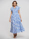 Ble Resort Collection Maxi Dress with Ruffle Blue/white