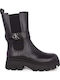 Leder Damen Chelsea Stiefeletten mit mittlerem Absatz Schwarz