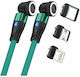 RealPower Geflochten USB zu Blitzschlag / Typ-C,TC-TC / Micro-USB Kabel Grün 1m (439650)